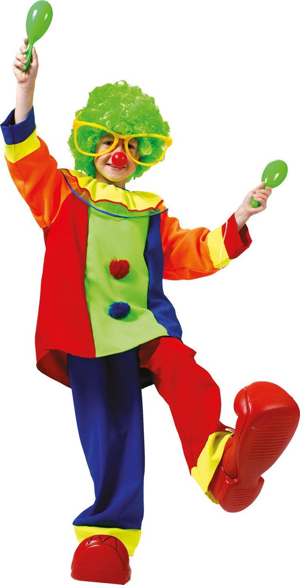 Clown & Nar Kostuum | Olaffio Clown | Jongen | Maat 116 | Carnaval kostuum | Verkleedkleding